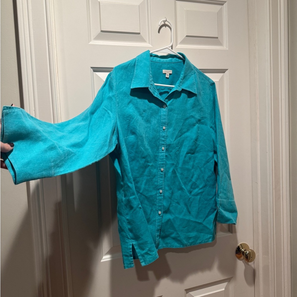 Talbots Linen Button Down - Picture 2 of 8